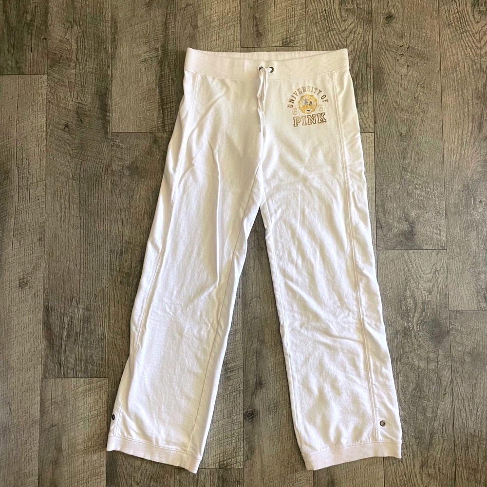 Victoria's Secret PINK University of Pink White Wide Leg Sweatpants Small